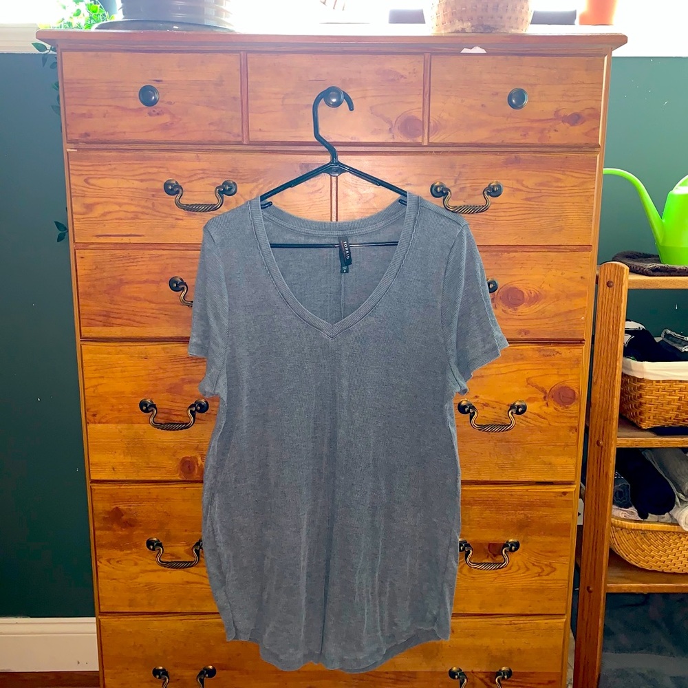 Light Grey V Neck Shirt Torrid